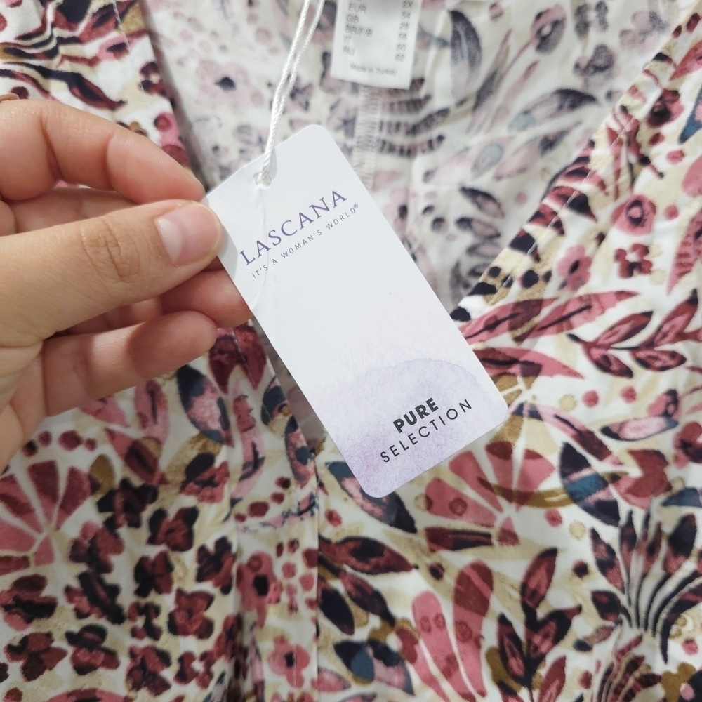 LASCANA Nwt Floral Print Dolman Sleeve Surplice Front Blouse, Elastic Waist, 3X - Picture 8 of 15